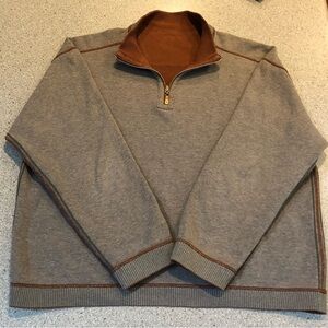 Tommy Bahama Grey-ish Brown/Rust Brown Zip-Up Sweater